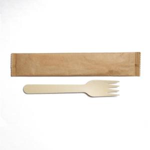 Wholesale packing: Disposable Wooden Fork Individual Pack in Kraft Paper