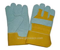 Cow Leather Gloves with Yellow Rubberized Cuff