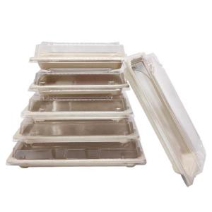 Wholesale lids: Bagasse Pulp Sushi Tray Biodegradable Compostable Disposable Transparent Lid