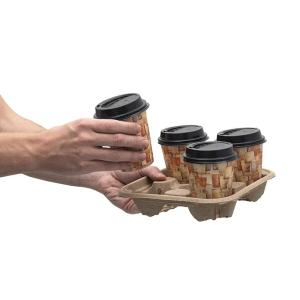 Wholesale disposable coffee cups for: 4 Cup Holder, Spill-proof, Clutter-free Disposable Cup Holder Tray, Biodegradable