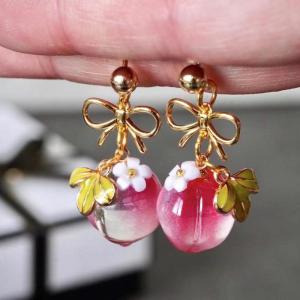 Wholesale ears: Livianla Jewelry Handmade Peach Earrings