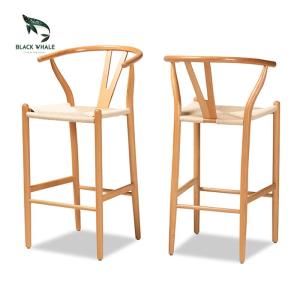 Wholesale Bar Furniture: Manufacturer Nordic Bistro Sillas De Altas Arm Cafe Coffee Back Wishbone Wood High Bar Stool Chairs