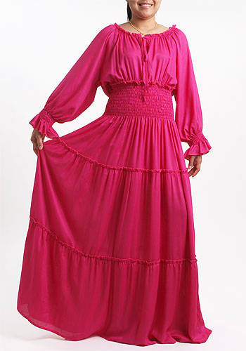 Sell Plus Size Smocked Maxi Long Dress Hot Pink Md 09 05id9949750 Ec21