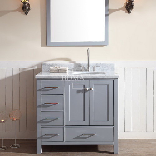 36 Gray Mirrored Bathroom Modern Single, Mirrored Bathroom Sink Vanity