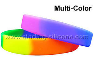 Wholesale gift case: STARLING Silicone- Rainbow Silicone Wristbands, Segmented Color Silicone Wristbands