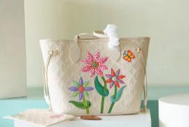Wholesale Handbags, Wallets & Purses: Party Branded Ladies Handbag Neverfull MM Monogram Empreinte with Flower Marquetry