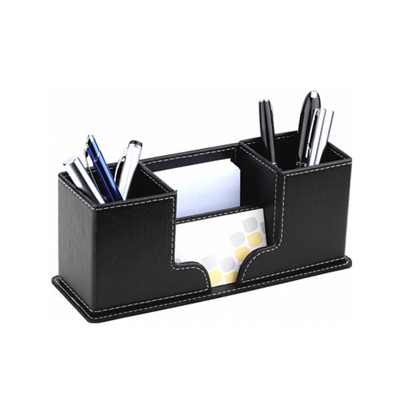 Leather Office Desk Pen Caddy With Business Card Organizer Hot
