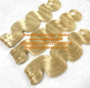 Wholesale peruvian human hair: Mink Hair Vendor Remy Brazilian Hair #613 Blonde Body Wave