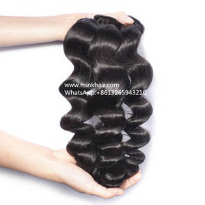 Wholesale curly full lace wig: Mink Indian Loose Wave Hair Mink Hair 10A Grade Top Quality Mink Indian Hair