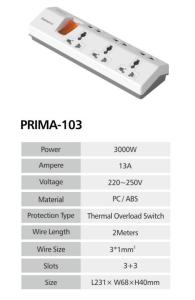 Wholesale Electrical Plugs & Sockets: Prima 103 Power Strip Outlet/Socket/Plug