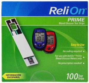 Wholesale prescription: ReliOn Prime Blood Glucose Test Strips, 100 Ct