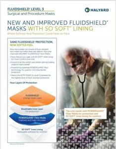 Wholesale fluid resistant mask: HALYARD Fluidshield ASTM Level 3  Fog-Free Surgical Mask