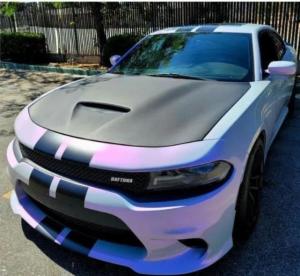 Wholesale self adhesive vinyl: Aluko Candy Metallic Grey Purple Vinyl Wrap