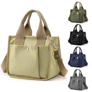 Wholesale school bag: Women Canvas Tote Bag Classic Small Square Crossbody Bag Shoulder Bag for Work School