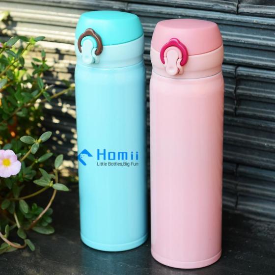 SUS304 Double Wall Insulated 500ml Water Bottles with Push Button Lid ...