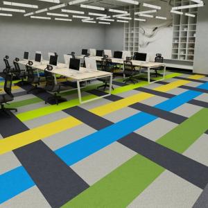 Wholesale underlayment: New Modern Design Shanghai Nylon Stocked Office Carpet Plank Tile with PVC Backing