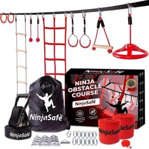 Wholesale outdoor: Ninja Obstacle Course for Kids Backyard - 10 Durable Obstacles and 50' Slackline - Outdoor Playset