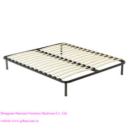 Queen Size Wooden Slatted Metal Bed, Metal Bed Frame With Wooden Slats Queen