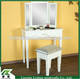 French Style Bedroom Furniture Wooden Dressing Table with Mirror and Stool