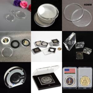 Wholesale acrylic holder: Hot Selling Clear Round or Square Acrylic Coin Capsules  Plastic Coin Holder