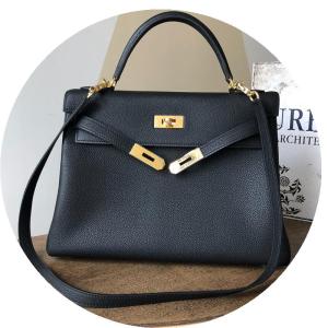 Wholesale genuine bags: Litchi Pattern Togo Leather One Shoulder Messenger Kelly Bag Leather Hand-held Genuine Leather Bag