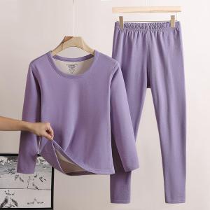 Wholesale l: Thermal Underwear for Women Fleece Lined Bottoming Solid Color Pajama Set Cold Weather Winter Needs