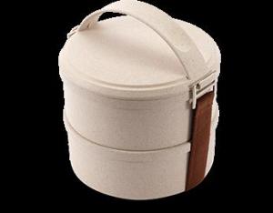 Wholesale biodegradable storage bags: Husk Fiber 2-layer Rectangular & Round Portable Food Carrier