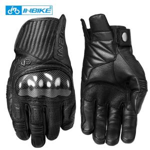 Wholesale carbon bike: INBIKE Carbon Fiber Shell Leather Full Finger Touch Screen MTB Bike Motorcycle Gloves IM19820