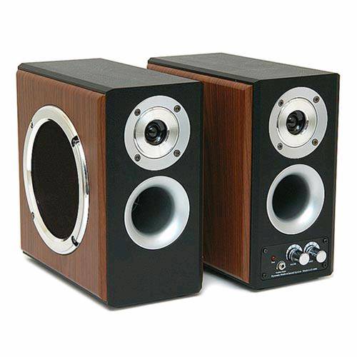 wooden pc speakers