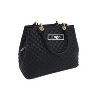 Black Quilted Diamond Pattern Tote