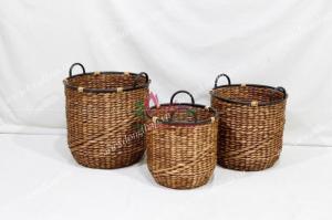 Wholesale water hyacinth furniture: Hot Item Water Hyacinth Storage Basket for Home Furniture - SD10542A-3BR