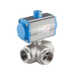 Wholesale Valves: Pneumatic 3 Way Ball Control Valve, PN25-PN40, DN8-DN65, SS