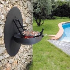 Wholesale charcoal bbq grill: Decorative Wall Mounted Corten Steel BBQ Grill Fire Pit Retractable