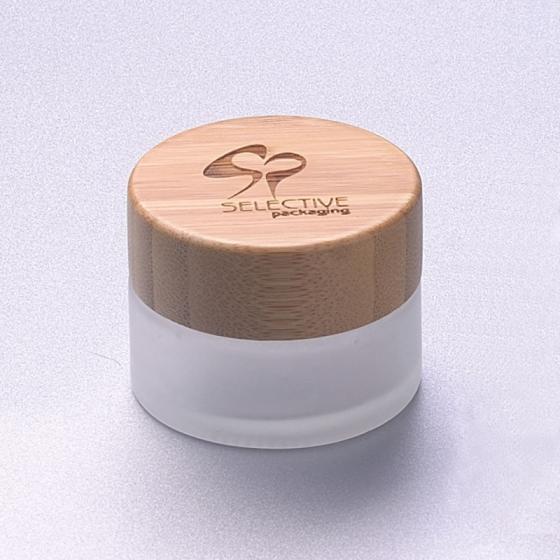 15g Frosted Glass Jar with Bamboo Screw Up Lid Eco Friendly Cosmetic