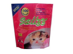 Wholesale stand up barrier pouches: 2kg Stand Up Cat Litter Bag with Zipper