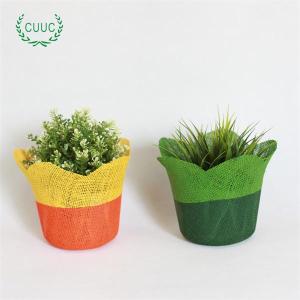 Wholesale gift packaging with handles: Jute Flower Pot Cover Burlap Fabric Plant Pot for Planter