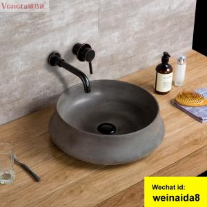 Hotel Home Bathroom Countertop Round Cement Basin Sink For