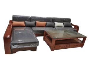 Wholesale restaurant fabric: Sofa Set Cushions Garden Sofa Teak Solid Wood Outdoor Furniture Backyard Garden