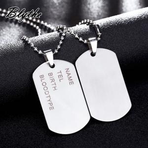 Wholesale name: Factory Supply Custom Text Logo Shape Cheap Dog Tag Necklace Name Pendant Tag