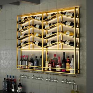 Wholesale Kitchen Furniture: Dekoar PVD Colored Mirrored Stainless Steel Decorative Wall Rack Shelf Wine Cabinet