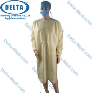 Wholesale protective clothing: PP Light Yellow Disposable Isolation Gowns Protective Surgery Clothing