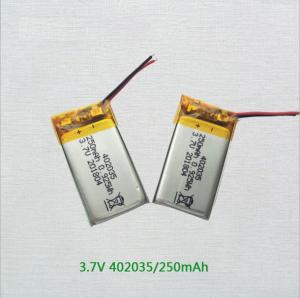 Wholesale wired headset: Lithium Polymer Battery 3.7V 250mAh 402035 Lipo Battery for Bluetooth Headset