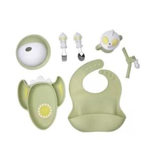 Wholesale placemats: Customized Silicone Baby Feeding Set Food Grade Bib and Bowl Set with Spoon