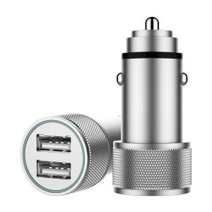Wholesale gray fiber glass: Dual USB 5V 2.4A Metal Alloy Car Charger Portable Phone Fast Charger with CE RoHS Certification