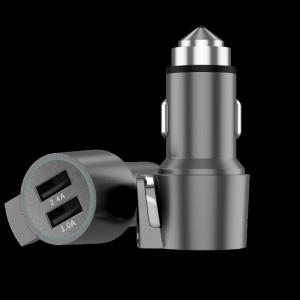 Wholesale car charger for phone: 17W USB C 2-Port Car Charger 3.0 Fast Charging for Phone with Stainless Steel Safety Hammer