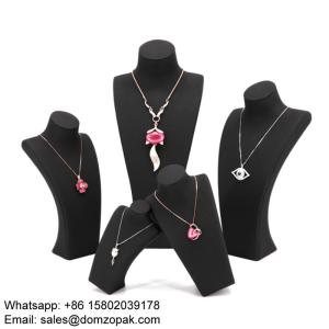 Wholesale jewelry necklace: Elegant Black PU Leather Jewelry Display Prop for Necklaces