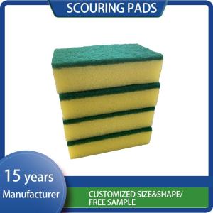 Wholesale cleaning sponge: Yellow Green Sponge Pad Powerful Kitchen Cleaning Polyurethane for Kitchen Cleaning Use Polyester