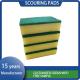 Yellow Green Sponge Pad Powerful Kitchen Cleaning Polyurethane for Kitchen Cleaning Use Polyester