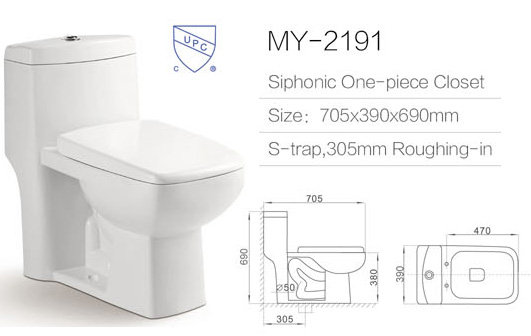 CUPC White Elongated One Piece Ceramic Toilet Architecture MY-2191(id ...