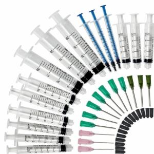 Wholesale adhesive: 20 PCS Pack 1ml 3ml 5ml 10ml Disposable Syringes Blunt Tip Needle + Caps 4 Sizes